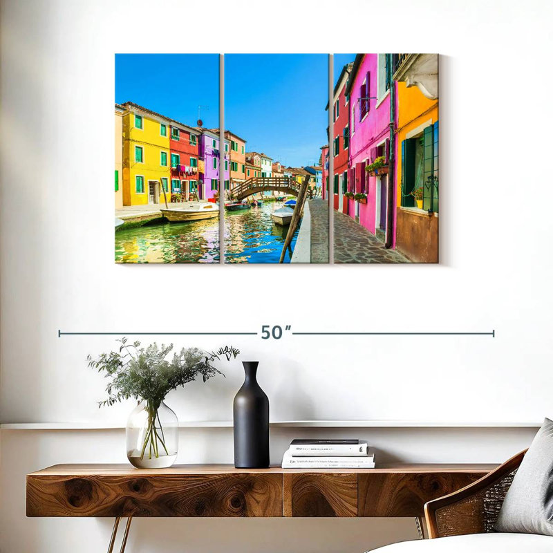 Sebbie Burano Street Houses, 24" H x 38" W