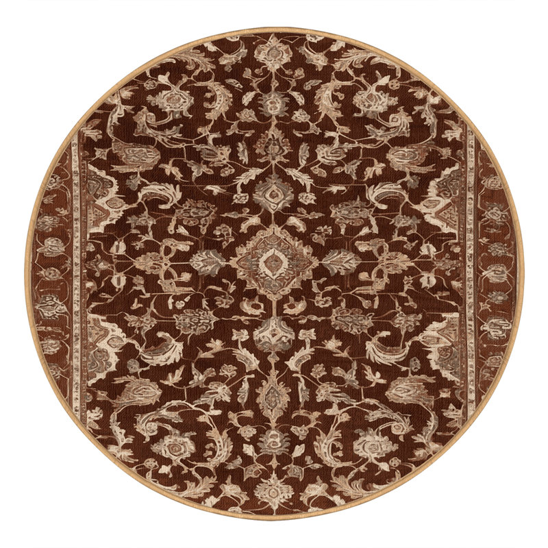 Tapis brun lavable à la machine, Rond 3 pi