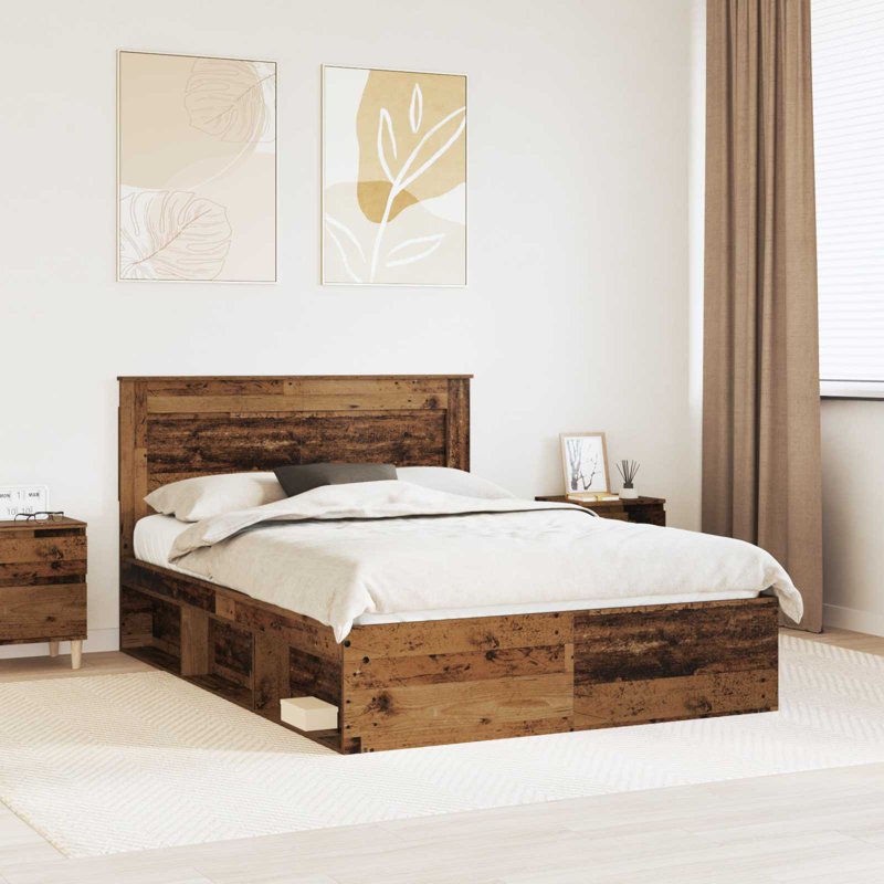 Solid Wood Bed, Old Wood, 140 x 190cm