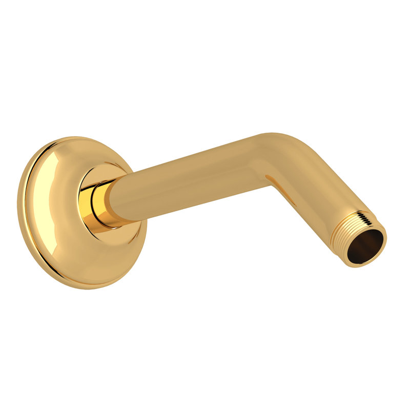 7" Reach Wall Mount Shower Arm, Inca Brass