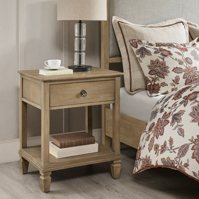 Traditional Bedside Cabinet - Natural, Spacious Interior Classic Natural Table Design, Shelf