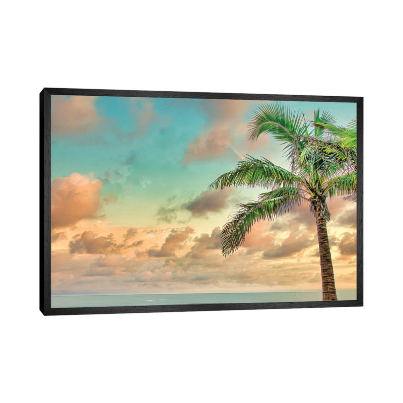 Palm Calm 1 Piece Wall Art on Canvas, 45.72cm H x 66.04cm W x 3.81cm D, Black Floater Framed