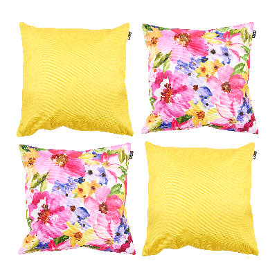 icon Indoor and Outdoor Waterproof Filled Cushion 2x Watercolour Floral & 2x Pink