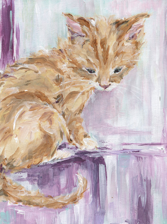 «Tabby Cat» par Susan Pepe, reproduction d'art sur toile, H 32 po x l 24 po