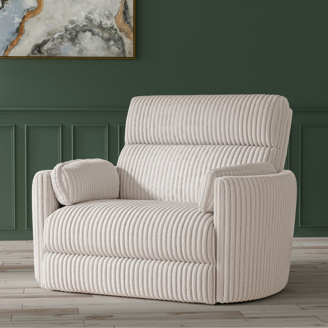 Bre Upholstered Extra Wide Glider Power Recliner with Round Arms Wade Logan® Body Fabric: Mega Ivory Corduroy