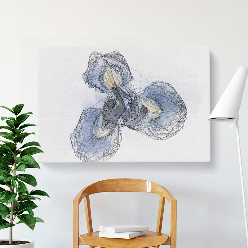 An Iris Flower In Blue In Abstract - Wrapped Canvas Painting, 35cm H x 50cm W x 3cm D