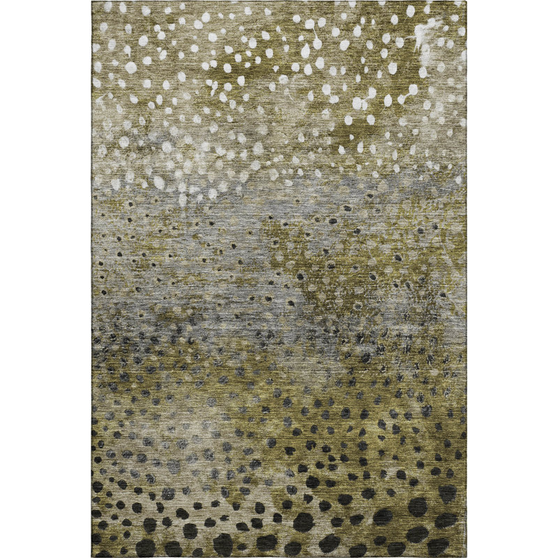 Premium Machine Washable Christina AMF1074 Circles Rug, Rectangle 2'6" x 3'10"