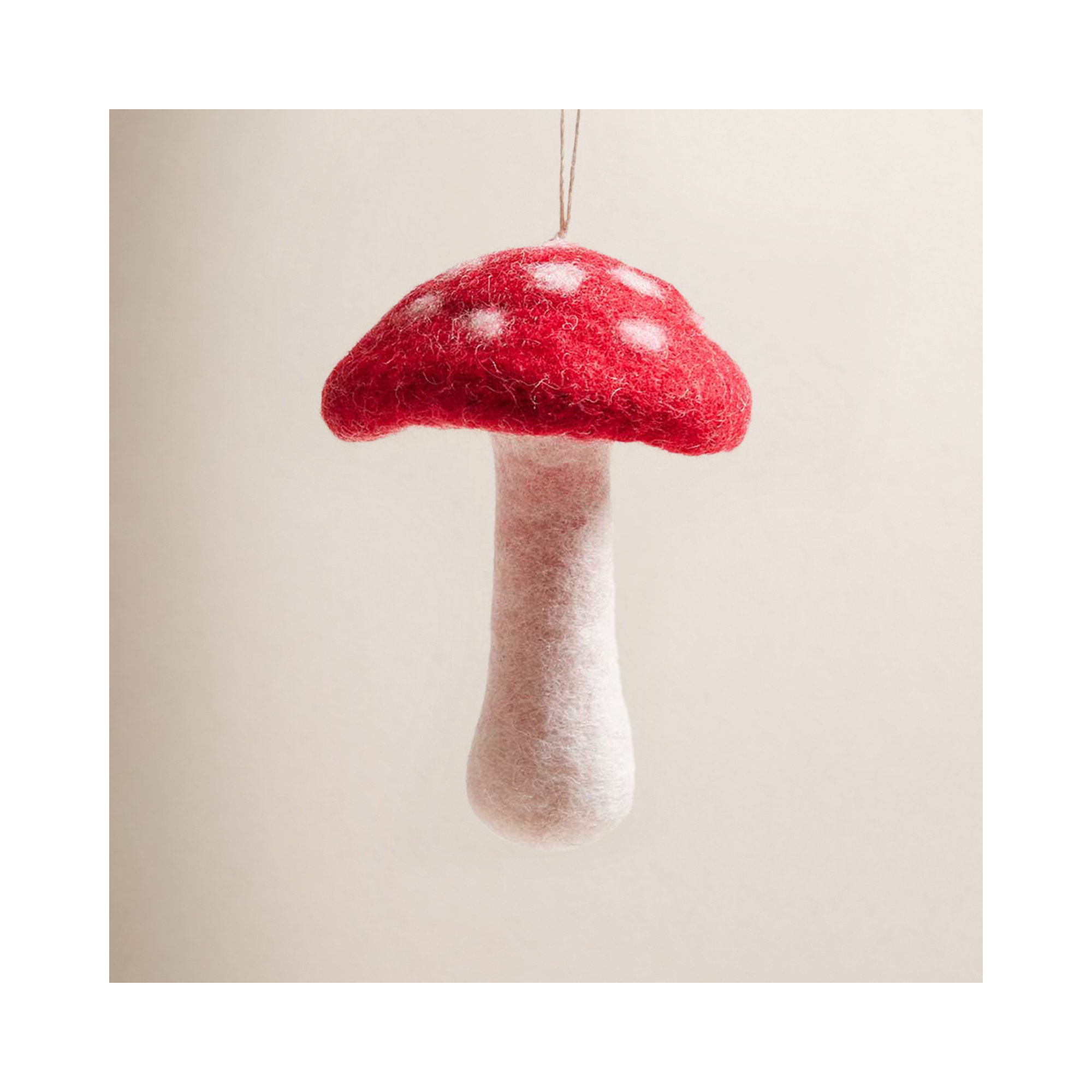 Nordic Felted Mushroom Ornament - Single, Large: 6" H X 4.5" W