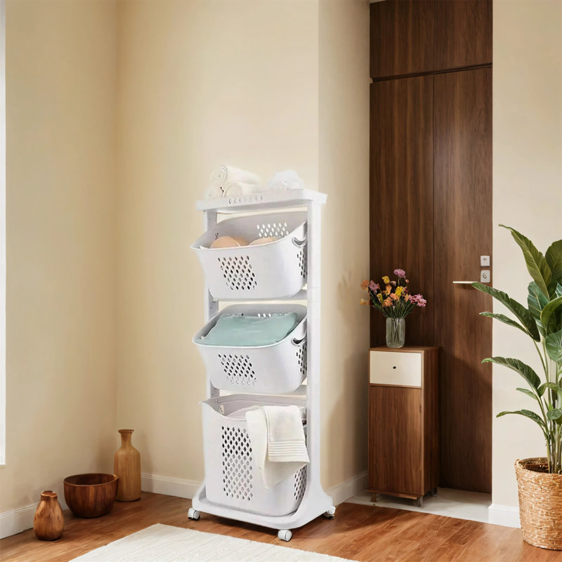 Modern Upgraded Three-tier Rolling Laundry Basket