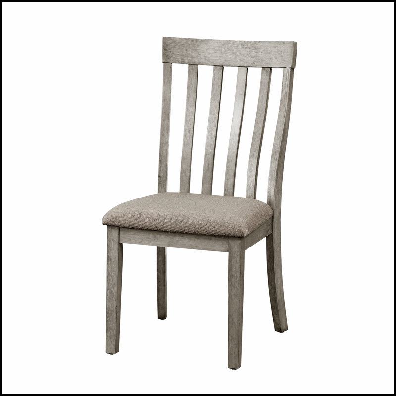 Ensemble 2 pièces de chaises de salle à manger avec finition gris clair brossé et dossier à lattes verticales