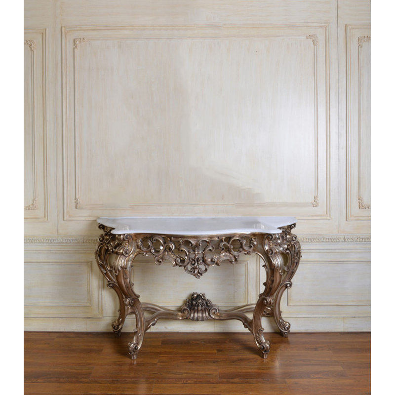 Aurora 62'' W Stone Console Table, Silver