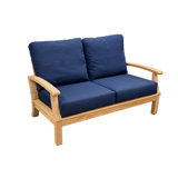 Monterey 57.5" Wide Outdoor Teak Loveseat 2 - Seater with Sunbrella Cushions