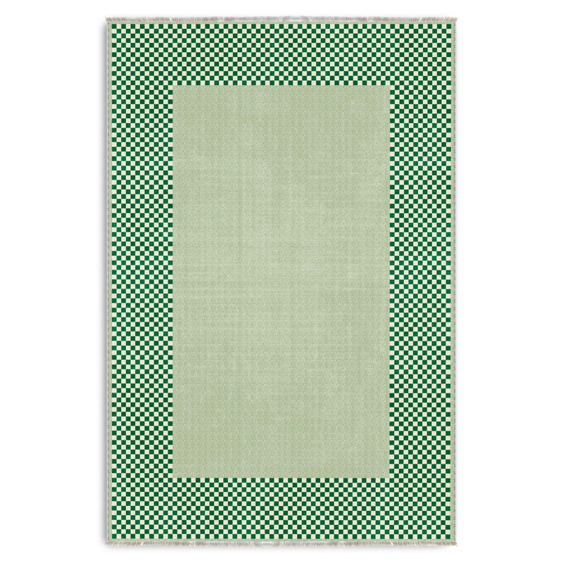 Tapis de couloir de cuisine moderne en chenille vert avec tapis antidérapant lavable, Tapis de couloir 2 pi 8 po x 11 pi 6 po