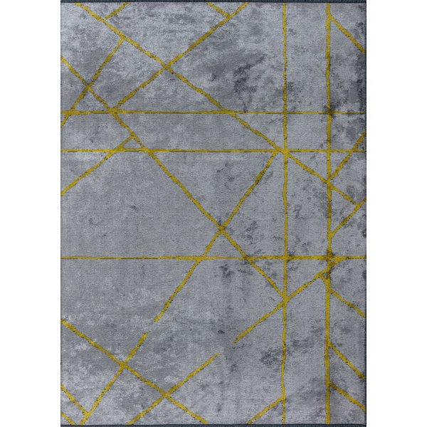 Woven Concepts Rapture Gray/Yellow Abstract Luxury Area Rug | Wayfair