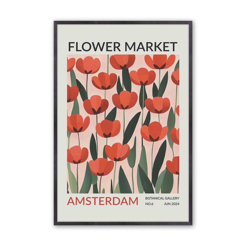 Amsterdam Flower Market I Print , H 21,25 po x l 17,25 po, Reproduction encadrée sans passe-partout, Zinc patiné