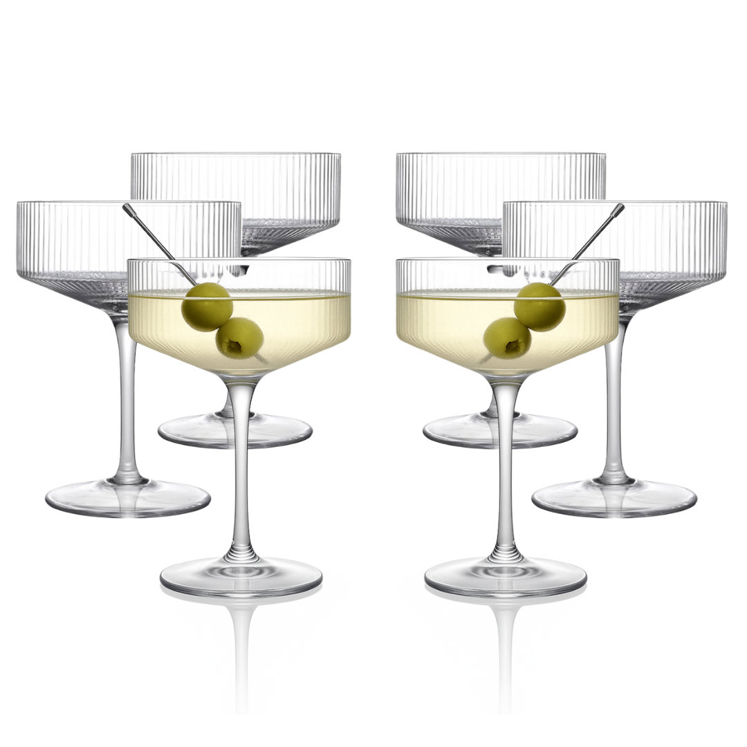 Lemonsoda Clear Ribbed Martini Coupe Glass 9.5oz | Wayfair