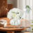 White Peonies Artificial Flowers with Glass Vase, Fake Flowers in Vase for Home Decor, Table Centerpieces, Bathroom Counter Deco-333025312
