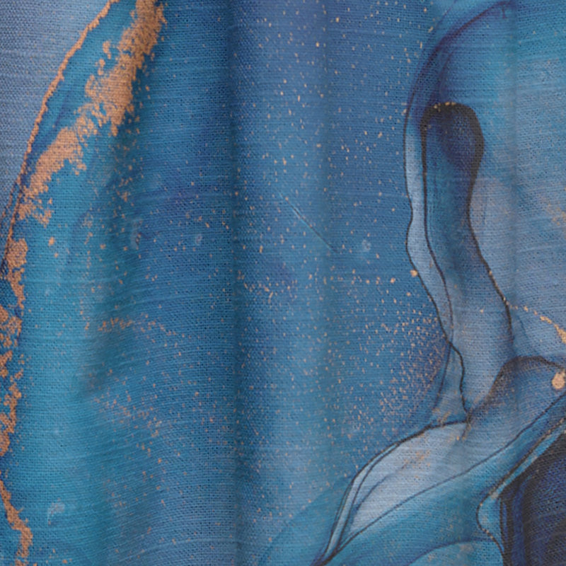«Blue Luxury Abstract Fluid Art» - rideau moderne - velours obscurcissant - 1 panneau, L 52 po x L 63 po