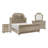 Caitlin Four Pc Queen Bedroom Set, Tufted Faux Leather Headboard, Marble Tops, Silver