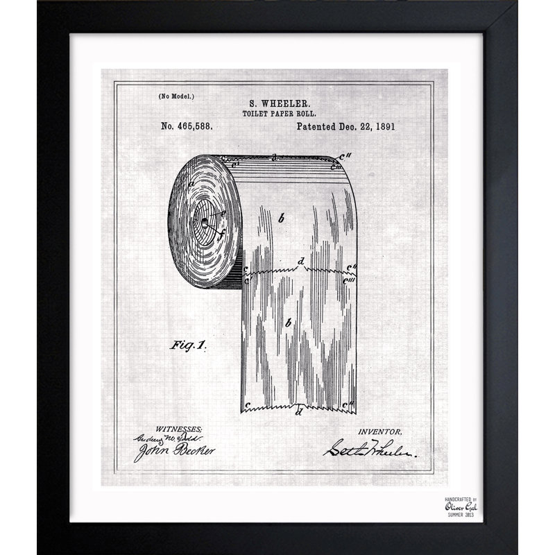 Rouleau de papier hygiénique 1891 par Oliver Gal, impression d'art graphique encadré sur papier, H 34 po x l 28 po x P 0,5 po