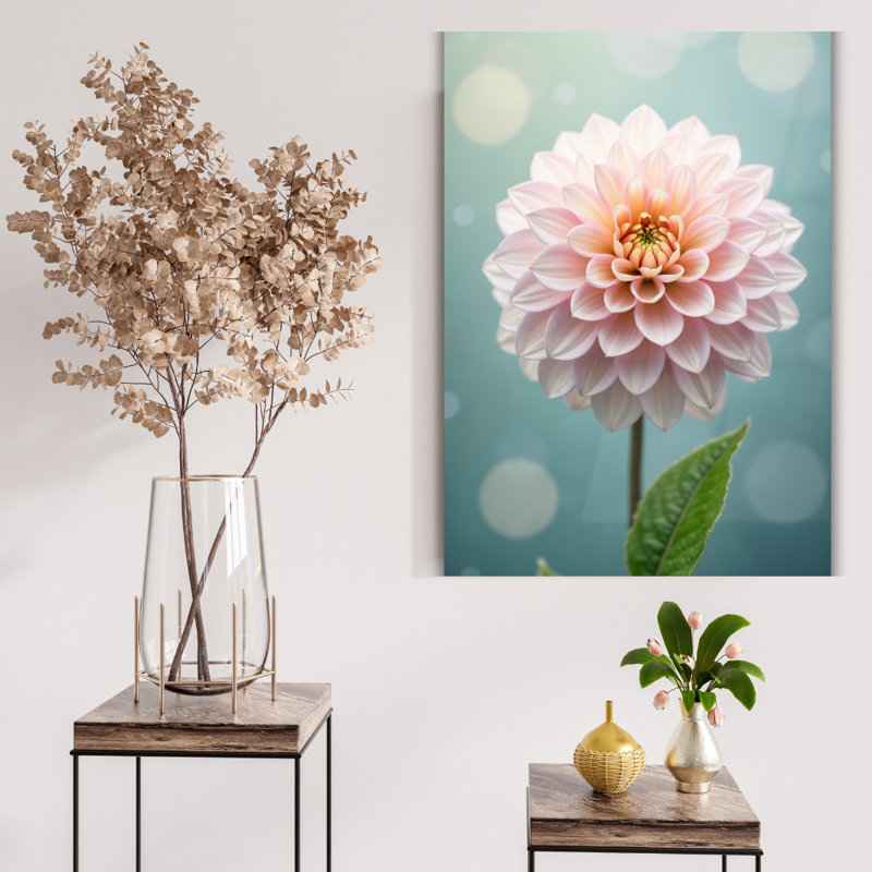 Art mural rétro en verre trempé Dahlia, H 24 po x l 18 po