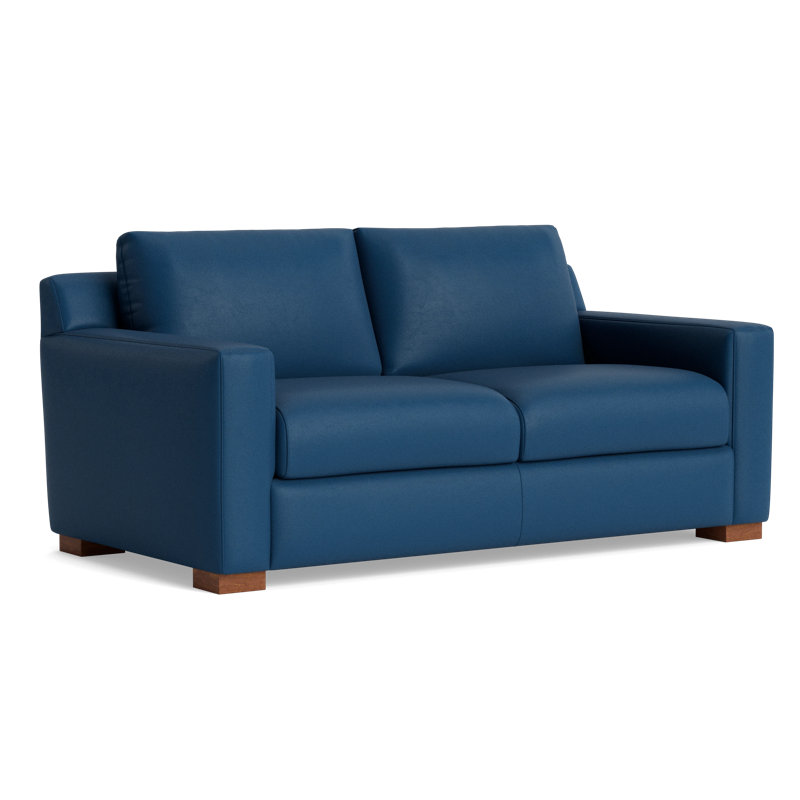 Catalina Leather Loveseat, Leather - Deep Blue