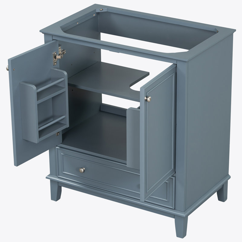30" Bathroom Vanity without Sink, Base Only, Multi-functional Bathroom Cabinet with Doors and Drawer, Solid Frame and MDF Board