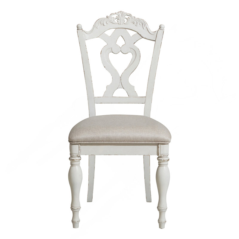 Chaise de bureau style antique blanc rembourré 1 pièce