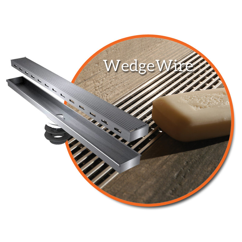 Drain de douche à grille linéaire en fil de coin Dera Line, H 2,5 po x l 30 po x P 0,86 po