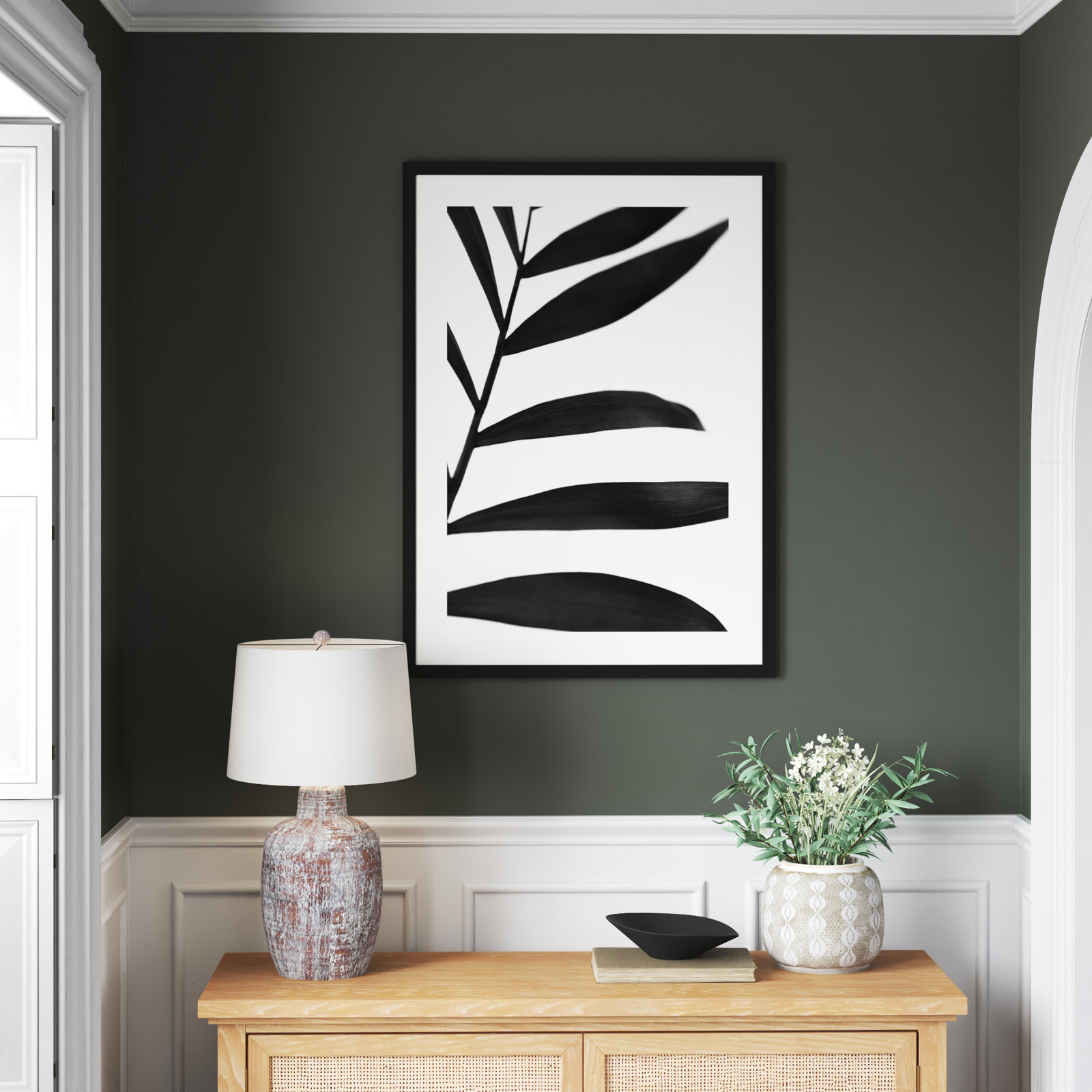Black Palms V by W. Stramel, Black Framed Paper, 43" H x 31" W