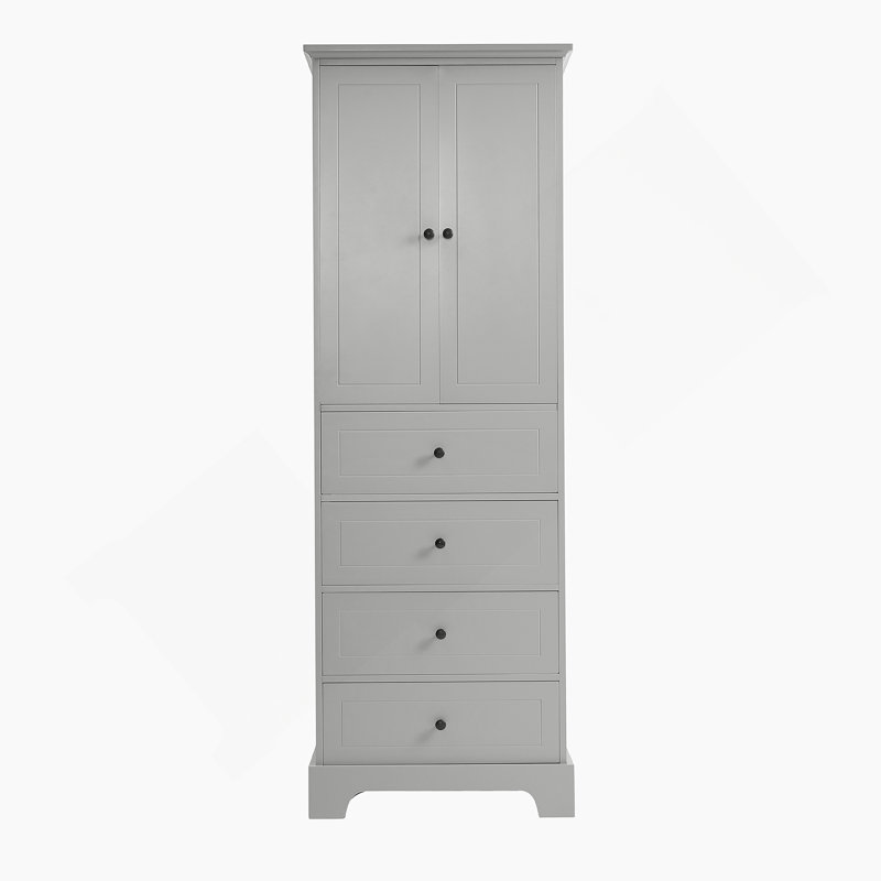 Storage Cabinet with 2 Doors and 4 Drawers for Bathroom