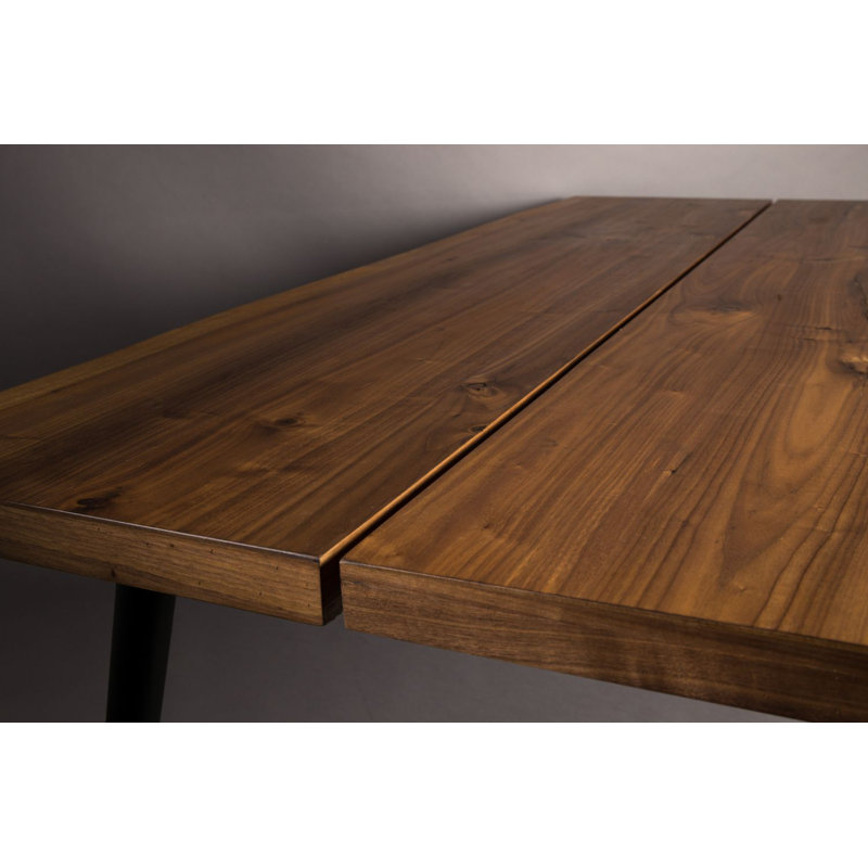Walnut Rectangular Dining Table with Black Metal Legs