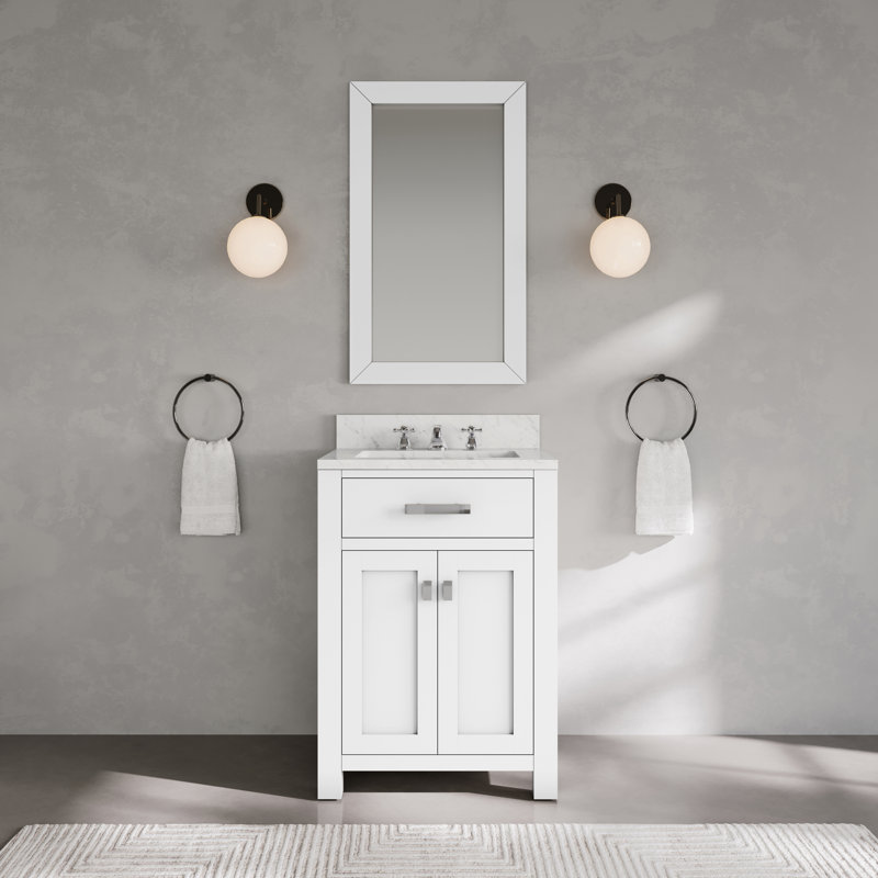 Ensemble de meuble-lavabo simple 24 po Minnetrista, Blanc pur, Chrome chrome
