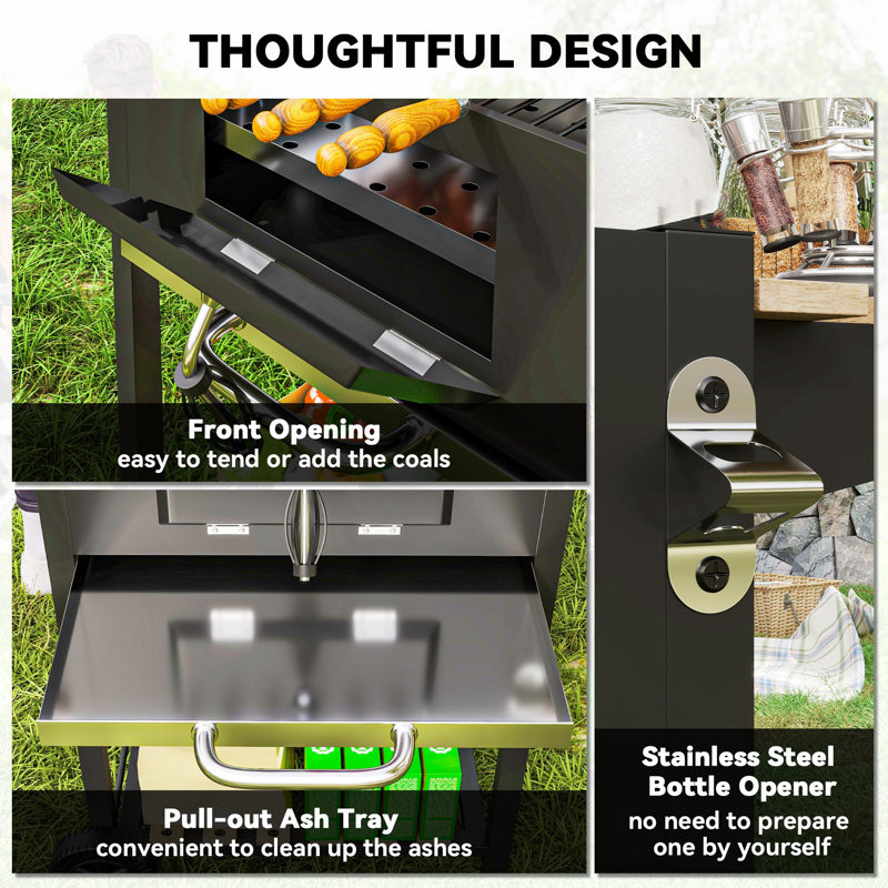 Outsunny 112cm W Portable Charcoal Grill