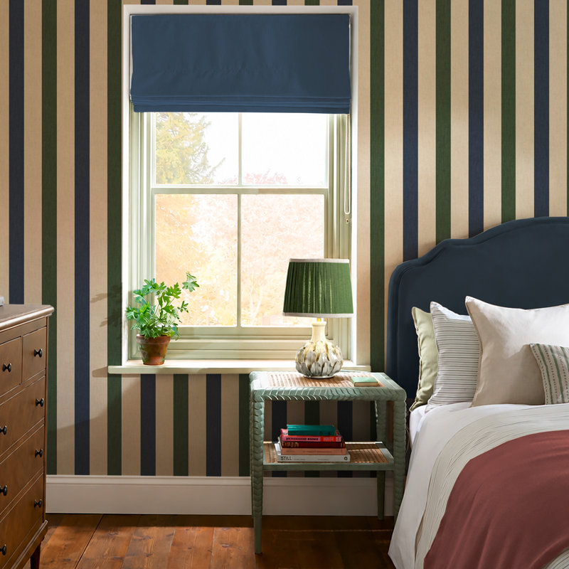 Joules Multi Stripe Green/Blue Wallpaper, Blue