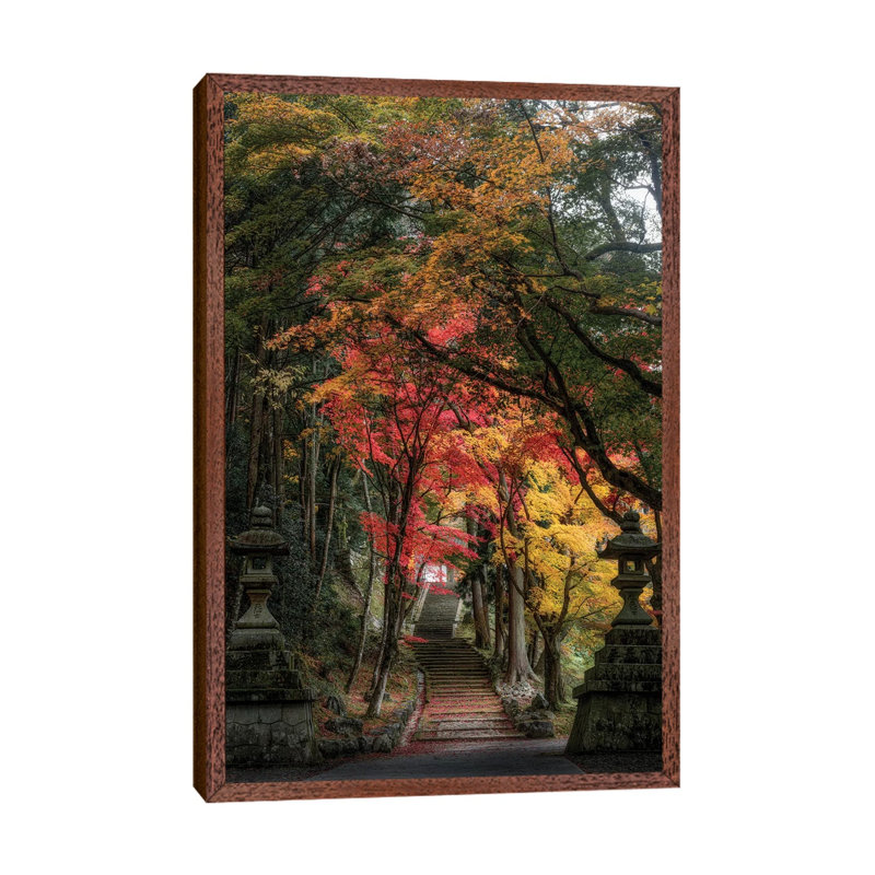 Autumn in Japan XXVI 1 Piece Wall Art on Canvas, 101.6cm H x 66.04cm W x 3.81cm D, Classic Brown Wood Framed