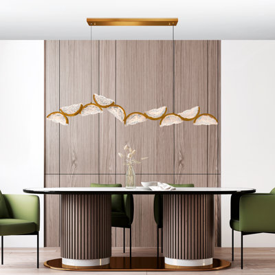 Integrated LED 70" Modern Chandelier with Handmade Textured Glass for Dining Room Foyer Bedroom Living Room