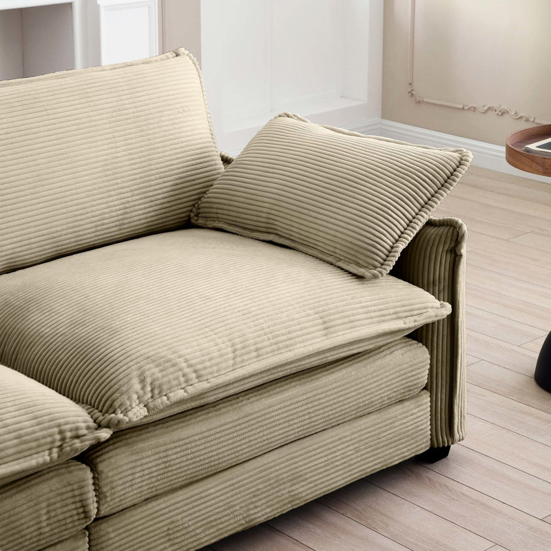Corduroy Tan Foot Stool, Suits Multiple Seater Sofas, Comfortable Resting Fabric Footstool In Tan, Compatible With Various Relaxing