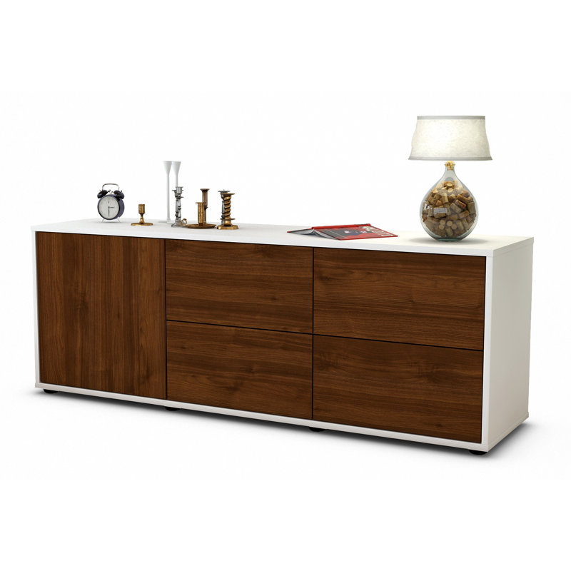 Wulff Unfinished TV Stand for TVs up to 60", Walnut / Matte White