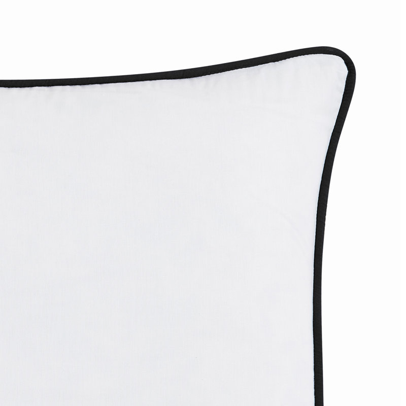 Coussin Brooklyn, Rectangle H 14 po x l 20 po, Blanc / Bordure noire