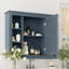 Armoire de salle de bain avec miroir - 35 po x 28 po, étagère spacieuse, charnière de porte, extérieur bleu, fixation murale avec option de rangement polyvalente-455901797