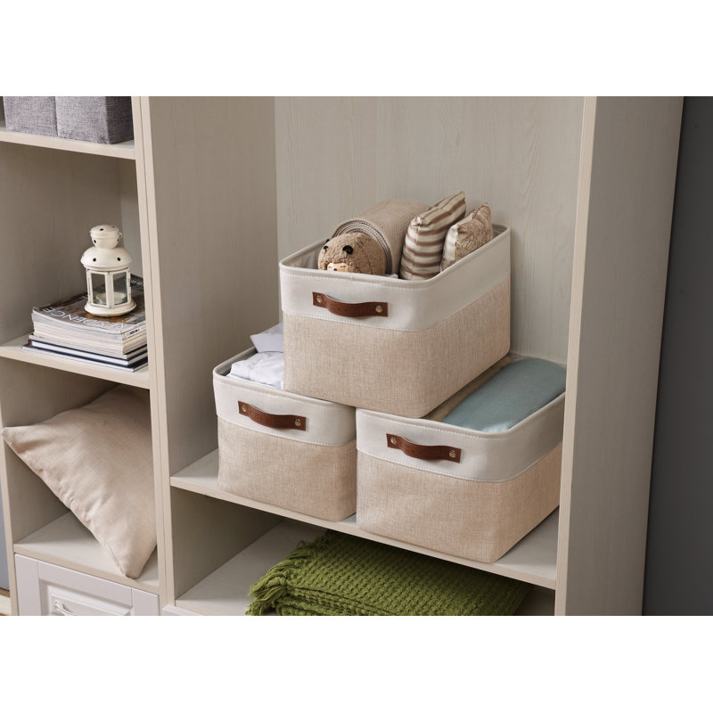 Bac en tissu, Beige / blanc, 4