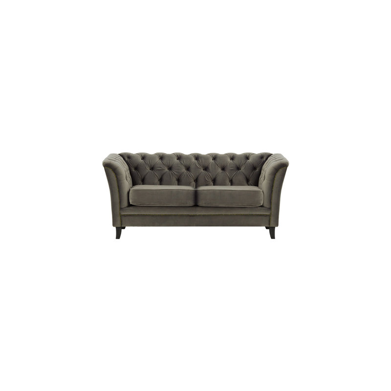 Cassie 2 Seater Velvet Sofa, Black, Dark Grey