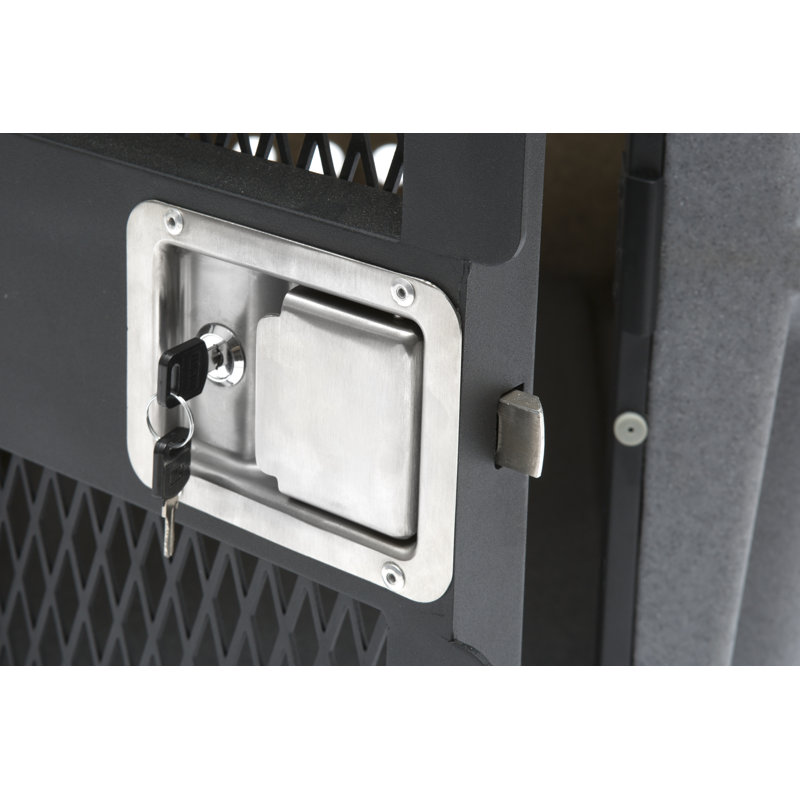 Small Gray Military-Grade Plastic Dog Crate with Stainless Steel Door