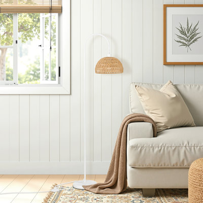 Aarzo 62" Arched/Arc Rattan Floor Lamp
