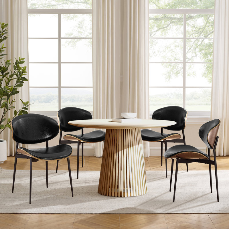 46cm H Upholstered Metal Side Chair, Black