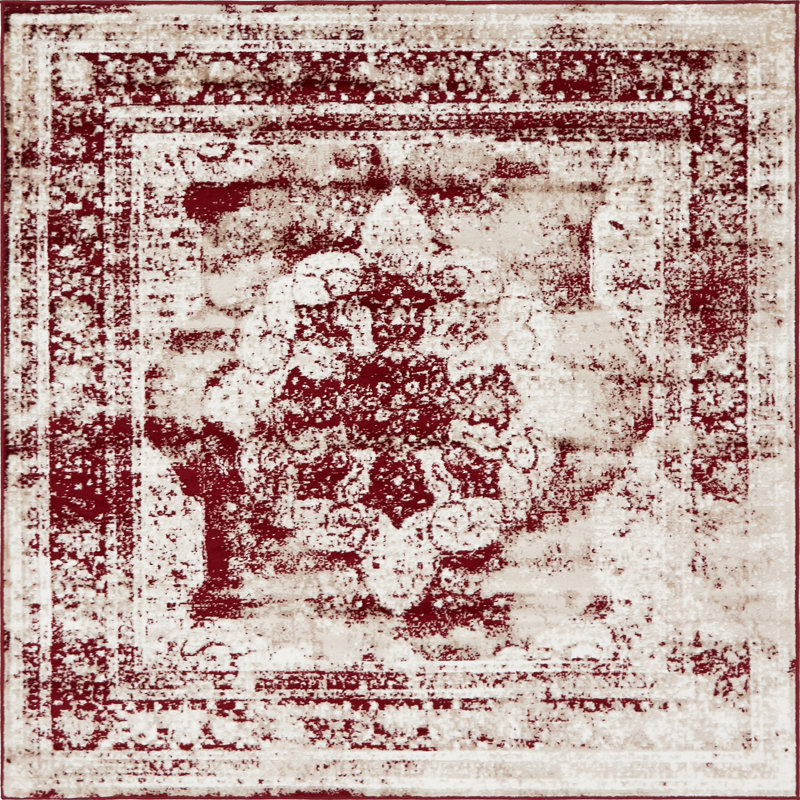 Brandt Oriental Area Rug, Square 6'1", Burgundy