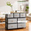 Commode en tissu avec tiroirs, unité de rangement avec structure en acier pour chambre à coucher, couloir