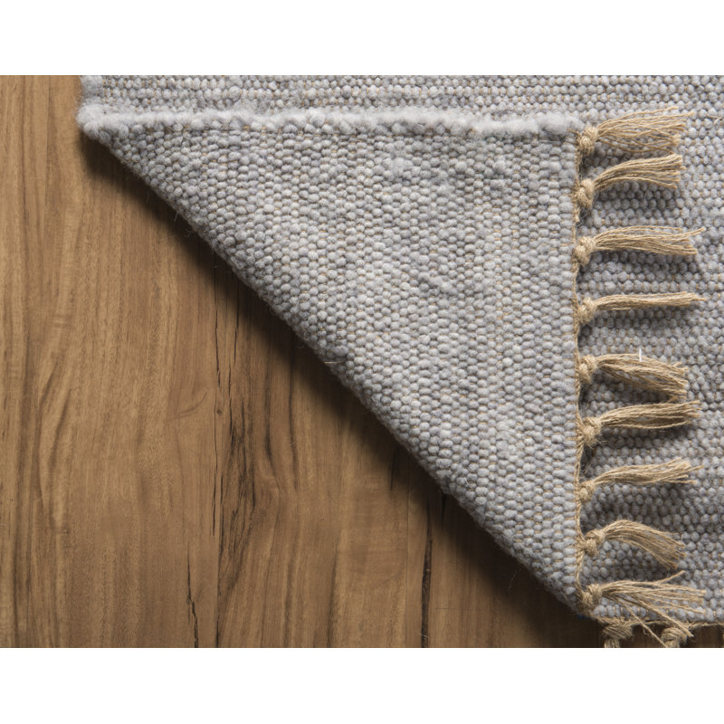 Brogan Berber Reversible Lilac Purple Wool Area Rug with Jute Core and Jute Fringe, Rectangle 1'10" x 2'10"