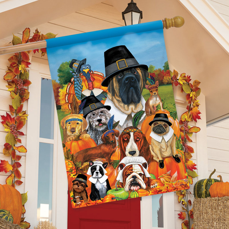 Donner des mercis, drapeau de la maison de l'Action de grâce, Orange, gris, noir